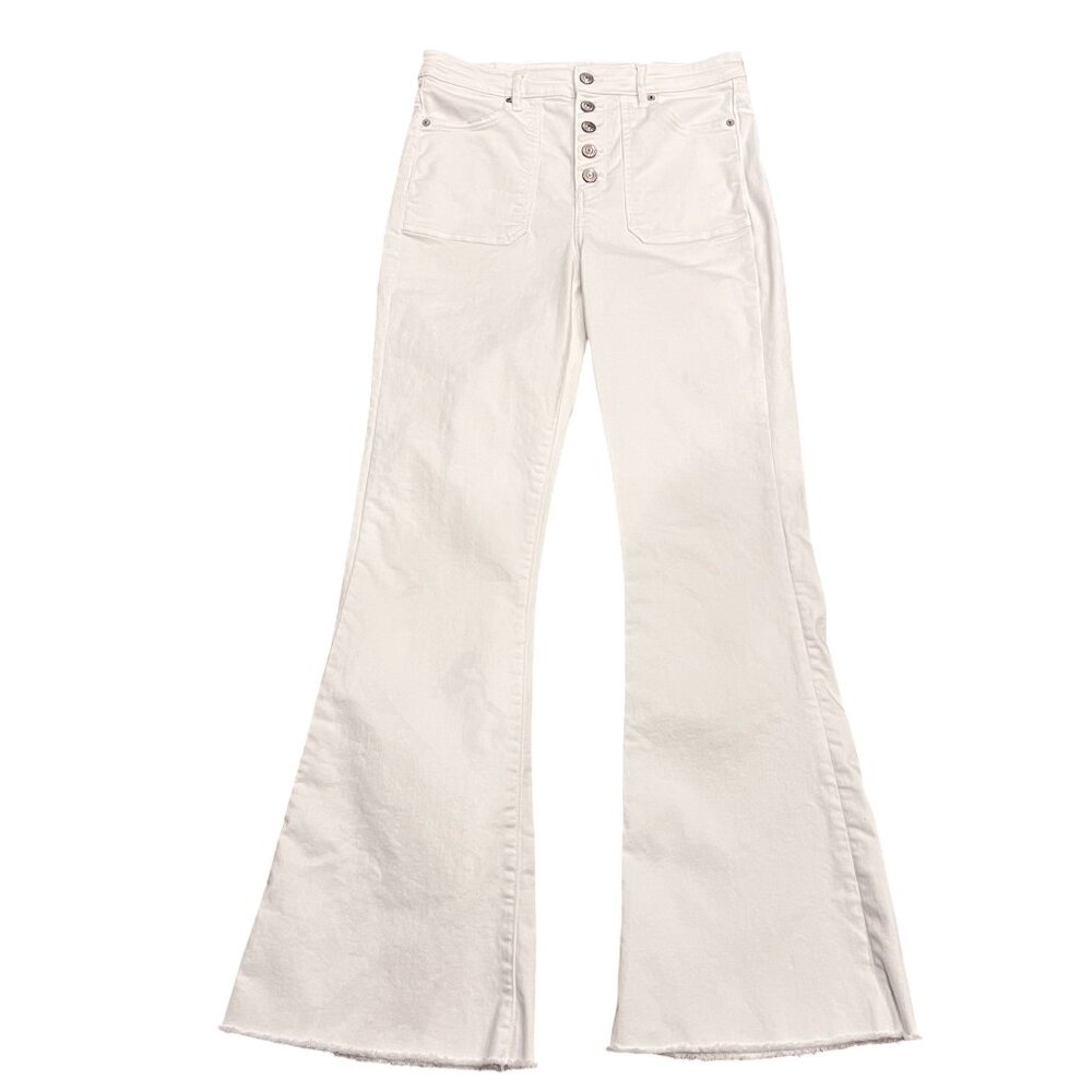 American Eagle High Rise Stretch Flare Jeans, White, 10L